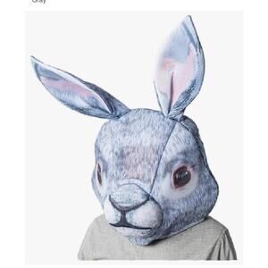 Adult Soft Printed Bunny Rabbit Halloween Oversized Mascot Mask Gray